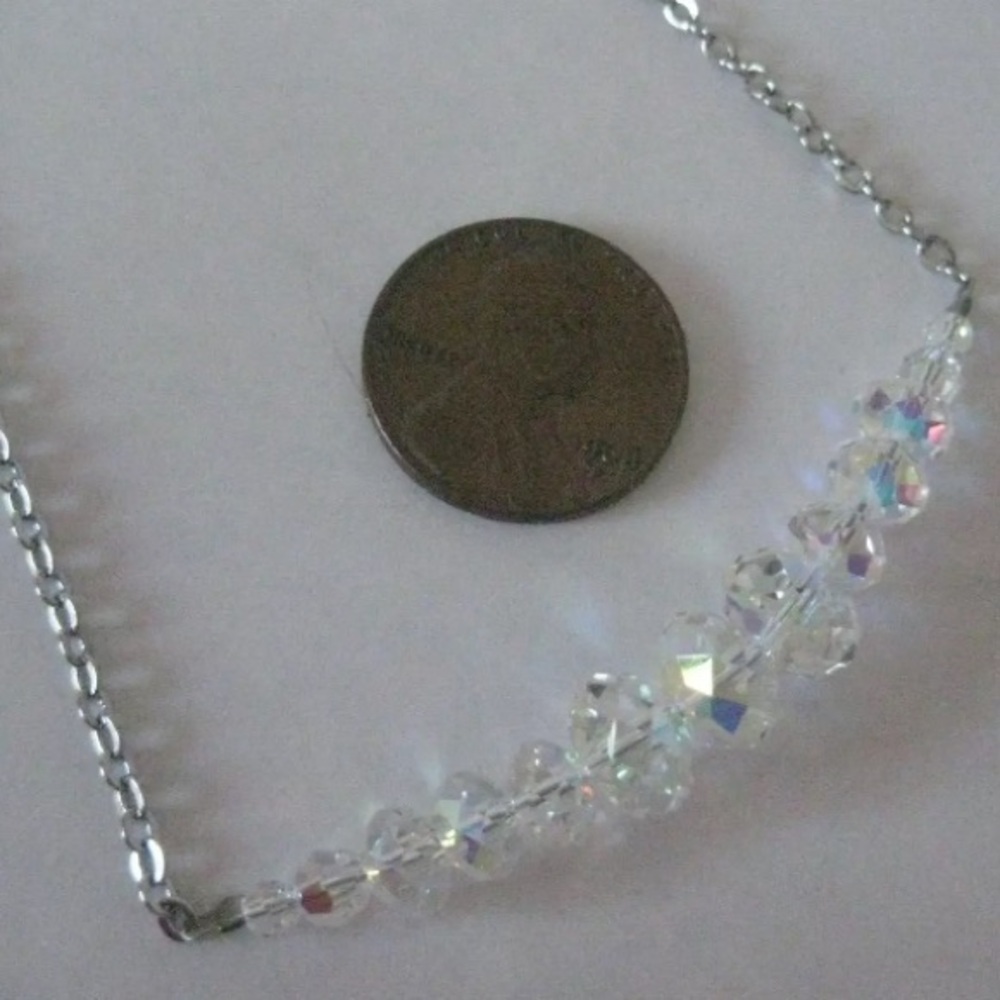 KIRKS FOLLY Clear Aurora Borealis Crystal Silver Tone Necklace - Picture 4 of 6